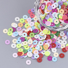 Honeyhandy Ornament Accessories, PVC Plastic Paillette/Sequins Beads, Flat Round, Mixed Color, 4.5x0.3mm, Hole: 1mm, about 700pcs/bag