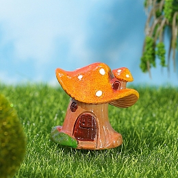 Honeyhandy Mushroom House Resin Craft Moss Micro Landscape Decoration, Bonsai Landscaping Small Ornaments, Orange, 34x33mm