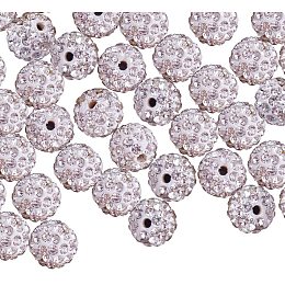 Pandahall Elite About 50 Pcs 6mm Clay Pave Disco Ball Czech Crystal Rhinestone Shamballa Beads Charm Round Spacer Bead for Jewelry Making, Crystal