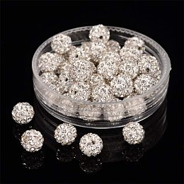 Pandahall Elite About 50 Pcs 6mm Half Drilled Clay Pave Disco Ball Czech Crystal Rhinestone Shamballa Beads Charm Round Spacer Bead for Jewelry Making Crystal