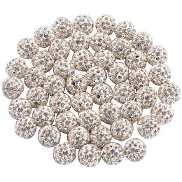 Pandahall Elite About 50 Pcs 8mm Clay Pave Disco Ball Czech Crystal Rhinestone Shamballa Beads Charm Round Spacer Bead for Jewelry Making Crystal