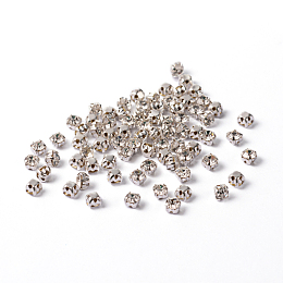 Honeyhandy Sew on Rhinestone, Grade A Glass Rhinestone, with Brass Prong Settings, Garments Accessories, Silver Color Plated Metal Color, Crystal, 3~3.2x3~3.2mm, Hole: 1mm, about 1440pcs/bag