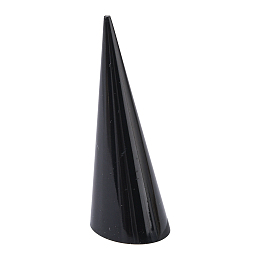 Honeyhandy Acrylic Organic Glass Ring Displays, Cone, Black, 25.5x69mm