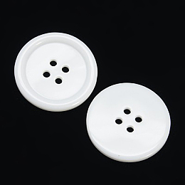 Honeyhandy Resin Buttons, Dyed, Flat Round, White, 25x3mm, Hole: 2mm, 98pcs/bag