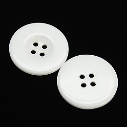 Honeyhandy Resin Buttons, Dyed, Flat Round, White, 20x3mm