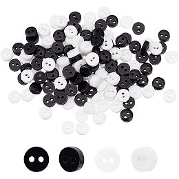 FINGERINSPIRE 800Pcs 6mm Mini Resin Buttons Black & White Resin Buttons with Pattern Round Tiny Buttons Small 2 Holes Buttons Sewing Tools Decorative Button for Doll Clothes Bag DIY Handmade Craft