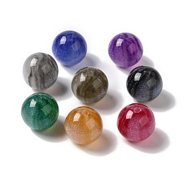 Honeyhandy Resin Glitter Beads, Round Beads, Mixed Color, 15.5~16x15mm, Hole: 2.8mm