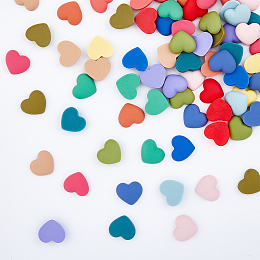 HOBBIESAY 75Pcs 15 Colors Opaque Resin Cabochons, Heart, Mixed Color, 18x21x6.5mm, 5pcs/color