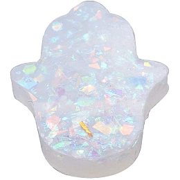 Pandahall Elite 30pcs Resin Spacer Beads Hamsa Hand Beads with Hole GhostWhite Dyed Palm Loose Bead for Bracelet Necklace Jewelry Making 14x12x3mm, Hole 1mm