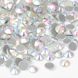 Honeyhandy Glass Hotfix Rhinestone, Grade AA, Flat Back & Faceted, Half Round, Crystal AB, SS30, 6.3~6.5mm, about 288pcs/bag