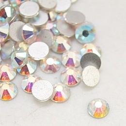 Honeyhandy Glass Flat Back Rhinestone, Grade A, Back Plated, Faceted, Half Round, Crystal AB, 3.8~4mm, about 1440pcs/bag