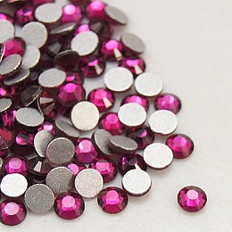 Honeyhandy Glass Flat Back Rhinestone, Grade A, Back Plated, Faceted, Half Round, Fuchsia, 3.8~4mm, about 1440pcs/bag