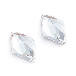 Honeyhandy Glass Rhinestone Cabochons, Flat Back & Back Plated, Faceted, Rhombus, Crystal, 8x5x2.5mm