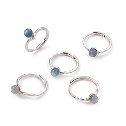 Honeyhandy Natural Labradorite Adjustable Rings, Platinum Tone Brass Finger Rings for Women, 1.4~7mm, Inner Diameter: 17.6mm