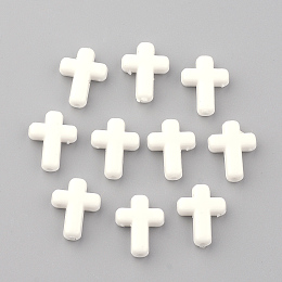 Honeyhandy Opaque Acrylic Beads, Cross, White, 16x12x4.5mm, about 1230pcs/500g