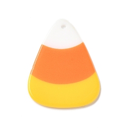 Honeyhandy Halloween Acrylic Pendants, Corn, Triangle, Dark Orange, 35.5x27x2mm, Hole: 1.8mm