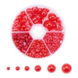 ARRICRAFT 1 Box Red Mixed Sizes Flat back Pearl Cabochon, about 690pcs/box