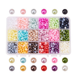 PandaHall Elite Diameter 6mm Multicolor ABS Acrylic Half Round Flat Back Imitation Pearl Cabochon  for Craft DIY Gift Making, about 2880pcs/box