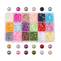 PandaHall Elite Diameter 4mm Multicolor ABS Acrylic Half Round Flat Back Imitation Pearl Cabochon  for Craft DIY Gift Making