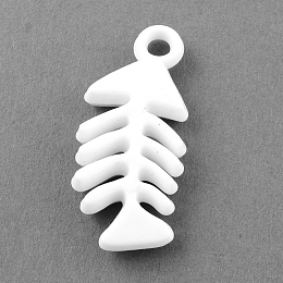 Honeyhandy Opaque Acrylic Pendants, FishBone, White, 34x15x5mm, Hole: 3mm, about 450pcs/500g