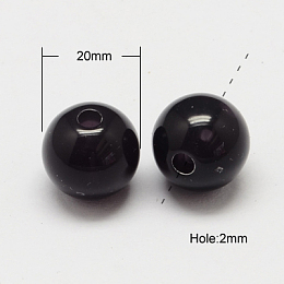 Honeyhandy Imitation Jade Acrylic Beads, Round, Black, 20mm, Hole: 2mm, about 108pcs/500g