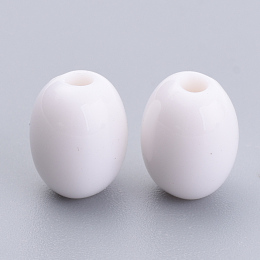 Honeyhandy Opaque Acrylic Beads, Oval, White, 8.5x6mm, Hole: 1.5mm, about 2800pcs/500g