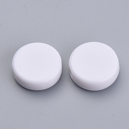 Honeyhandy Opaque Acrylic Beads, Flat Round, White, 15x4mm, Hole: 1.5mm, about 760pcs/500g