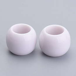 Honeyhandy Opaque Acrylic Beads, Large Hole Beads, Round, White, 10x8mm, Hole: 5mm, about 1320pcs/500g