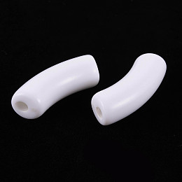 Honeyhandy Opaque Acrylic Beads, Curved Tube, White, 34.5x13x11mm, Hole: 3.5mm, about 155pcs/500g