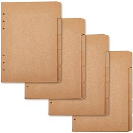 SUPERFINDINGS 20 Sheets A5 Kraft Paper Binder Dividers 5-Tab/6-Hole Cover Ring Binder BurlyWood 6 Holes Ring Index Page for Planner Notebook Loose Leaf Binders, 208x150mm