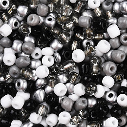 Opaque & Transparent Inside Colours Glass Seed Beads, Round Hole, Round, Black, 4mm, Hole: 1.4~1.5mm