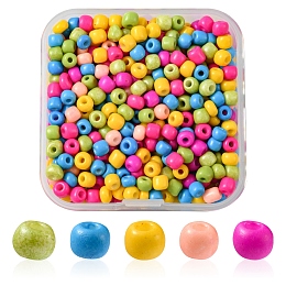 Honeyhandy 55G 6/0 Baking Paint Glass Seed Beads, Round Hole, Round, Mixed Color, 4~5x2.5~4.5mm, Hole: 1.2mm