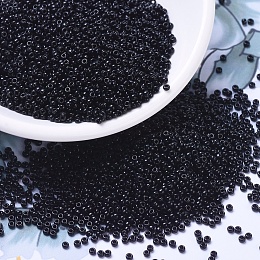 MIYUKI Round Rocailles Beads, Japanese Seed Beads, (RR401) Black, 11/0, 2x1.3mm, Hole: 0.8mm, about 1100pcs/bottle, 10g/bottle