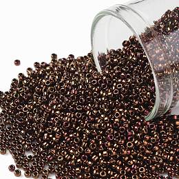 TOHO Round Seed Beads, Japanese Seed Beads, (501) Bronze Higher Metallic, 11/0, 2.2mm, Hole: 0.8mm, about 1110pcs/bottle, 10g/bottle