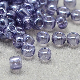 Honeyhandy 12/0 Grade A Round Glass Seed Beads, Transparent Colours Lustered, Lilac, 12/0, 2x1.5mm, Hole: 0.3mm