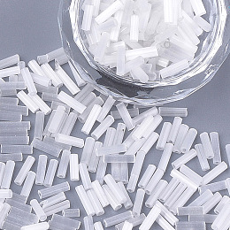 Honeyhandy Glass Bugle Beads, Round Hole, Imitation Cat Eye, WhiteSmoke, 6~7x1.5~2mm, Hole: 0.8mm, about 10000pcs/bag