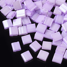 Honeyhandy 2-Hole Glass Seed Beads, Opaque Colours Luster, Dyed, Rectangle, Plum, 5x4.5~5.5x2~2.5mm, Hole: 0.5~0.8mm