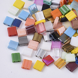 MIYUKI&reg 2-Hole Glass Seed Beads, Mixed Style, Rectangle, Mixed Color, 5x4.5~5.5x2~2.5mm, Hole: 0.5~0.8mm