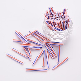 Honeyhandy Glass Bugle Beads, Opaque Colours Seep, Round Hole, Colorful, 25x2.5mm, Hole: 1mm, about 1660pcs/pound