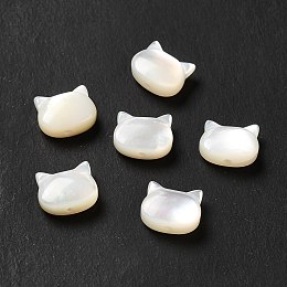 Honeyhandy Natural White Shell Beads, Cat, White, 6x7x3mm, Hole: 0.8mm