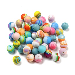 Honeyhandy Food Grade Eco-Friendly Silicone Focal Beads, Chewing Beads For Teethers, DIY Nursing Necklaces Making, Round, Mixed Color, 15mm, Hole: 2mm