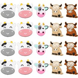 GLOBLELAND 20Pcs Cow Silicone Beads Animals Silicone Focal Beads Cow Print Silicone Loose Beads with Plastic Bead Container for Necklace Bracelet Earring Jewelry Making