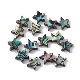 Honeyhandy Natural Abalone Shell/Paua Shell Beads, Star, Colorful, 10x10.5x3.5mm, Hole: 0.8mm