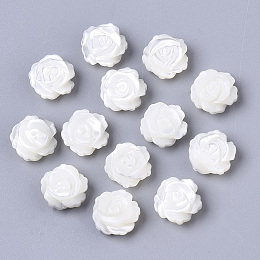 Honeyhandy Natural Trochid Shell/Trochus Shell Beads, Double-Sided, Flower, Seashell Color, 10x5mm, Hole: 0.8mm