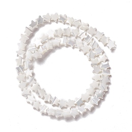 Honeyhandy Natural Trochid Shell/Trochus Shell Beads, Star, Seashell Color, 6x6.5x2~2.5mm, Hole: 0.8mm, about 74pcs/strand, 15.59 inch(39.6cm)