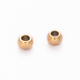 Honeyhandy Barrel Ion Plating(IP) 304 Stainless Steel Beads, Golden, 2x1mm, Hole: 0.5mm