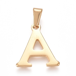 Honeyhandy 304 Stainless Steel Pendants, Golden, Initial Letter.A, 19x17x1.8mm, Hole: 3x7mm