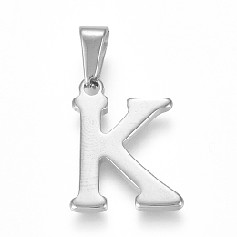 Honeyhandy 304 Stainless Steel Pendants, Stainless Steel Color, Initial Letter.K, 20x15x1.8mm, Hole: 3x7mm