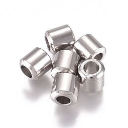 Honeyhandy 201 Stainless Steel Beads, Column, Stainless Steel Color, 5x5mm, Hole: 2.5mm