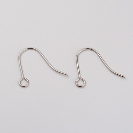 Honeyhandy 316L Surgical Stainless Steel Earring Hooks, Ear Wire, with Horizontal Loop, Stainless Steel Color, 19x15mm, Hole: 2mm, Pin: 0.7mm